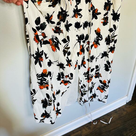 DEREK LAM White Floral Print Camisole Button Front Waist Tie Midi Dress Size 12 - Picture 16 of 16